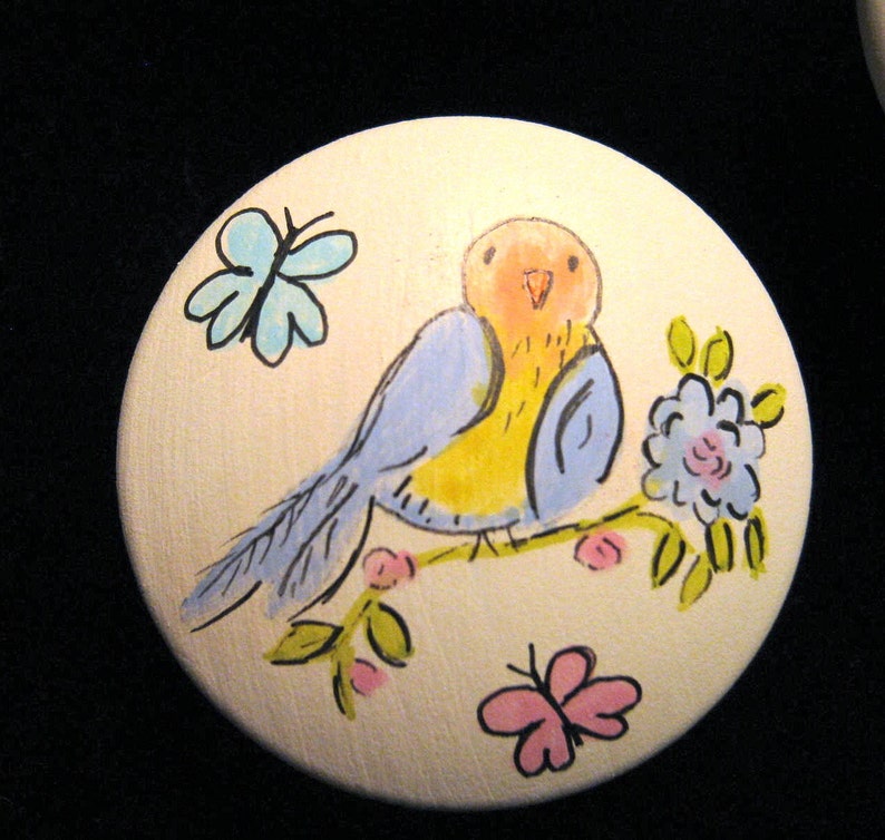 Set of 5 Sweet Pastel Bird Knobs Hand Painted