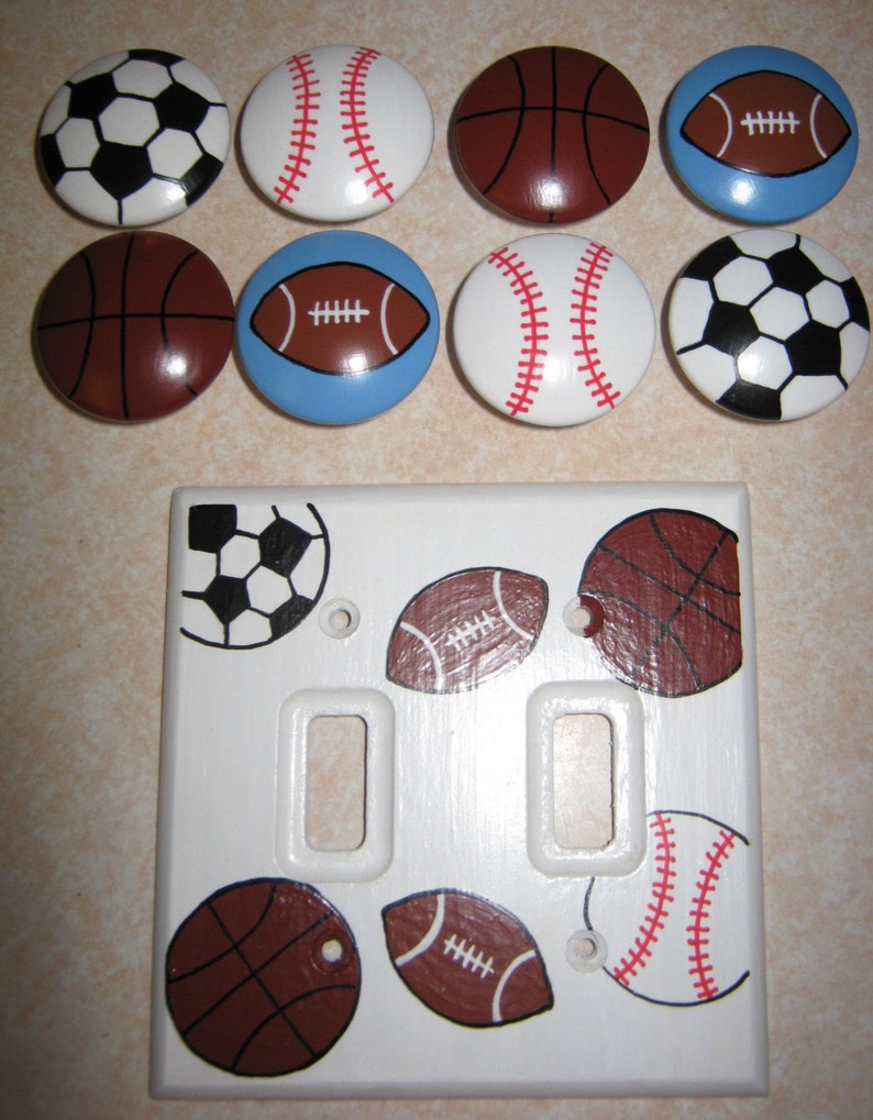 Set Of 8 2 Inch Sports Balls And Double Wooden Switch Etsy