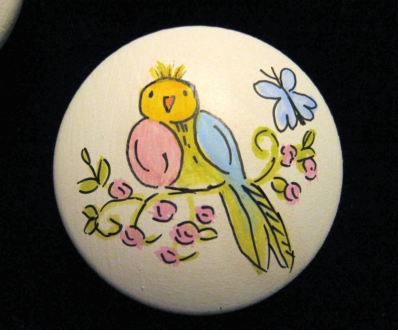 Set of 5 Sweet Pastel Bird Knobs Hand Painted