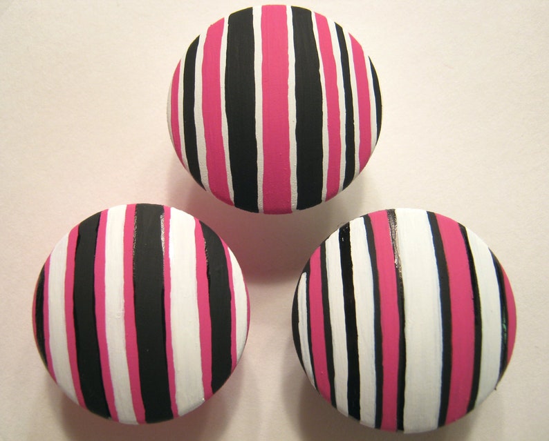 Set Of 8 Stripes Black White And Hot Pink Dresser Etsy