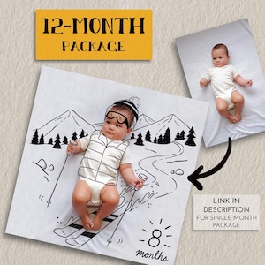 Foto mensual del hito del bebé (paquete de 12 meses), ilustración, dibujo o garabato, regalo de cumpleaños para el primer año