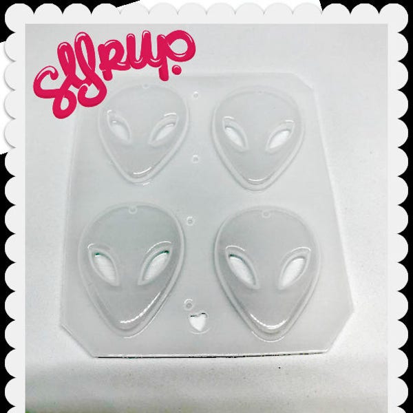 Syrupy Sweet 4 cavity small Alien Head Handmade Plastic Resin Mold