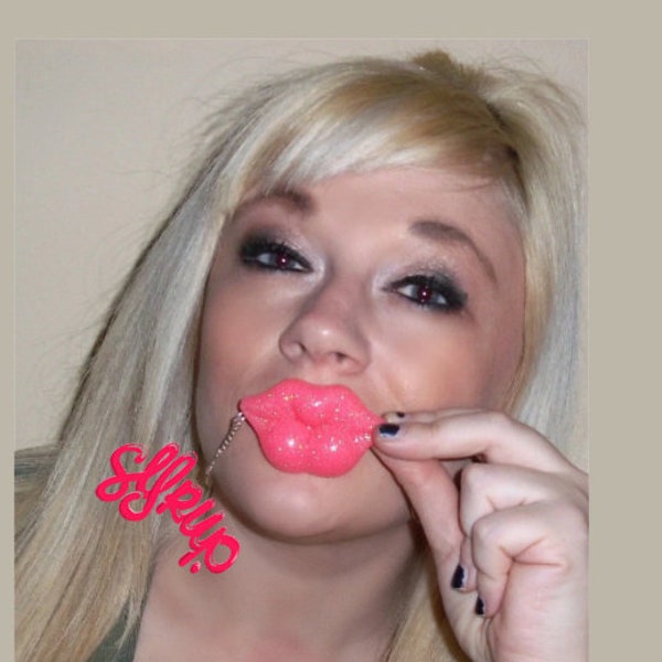 Pucker Up Baby-Super Hot Angelina Lips Resin Necklace Y2K Glam Jewelry