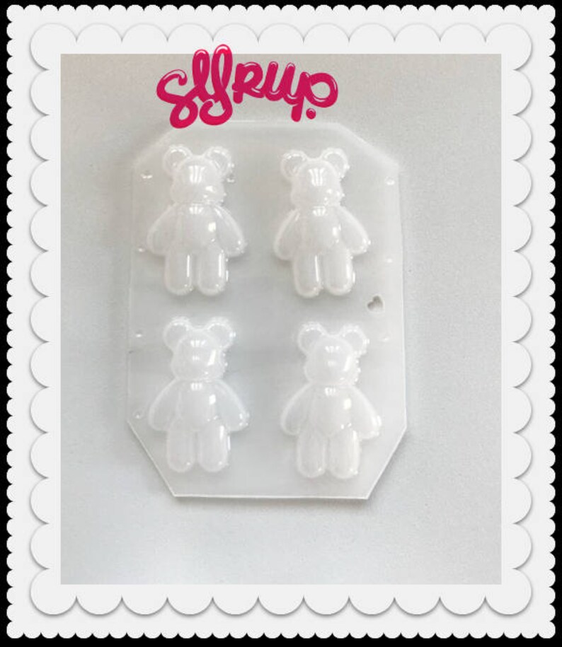 Syrupy Sweet 4 cavity Small Kawaii Bear Handmade Plastic Resin Mold