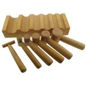 U-Channel Hardwood Block with  6 Corresponding Hammers  SALE