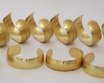 Hammered Texture Raw Brass Bracelet Cuff Blanks Domed 3/4" Pkg Of 12