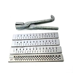 Set Of 4 Economy Steel Draw Plates: Round, Oval, Square, And Half Round With Drawing Tongs