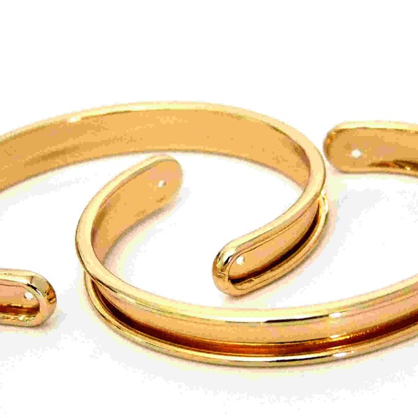 Bright Gold Plated Channeled Bracelet Cuff Blanks 3/8 Inch Package Of 2