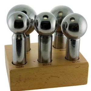 Large 5 Piece Dapping Set In Wood Base 28mm to 45mm  SALE