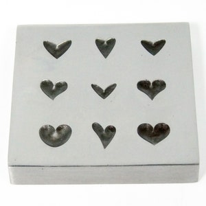 Shot Plate 9 Designs Heart Shapes Impression Dies | artykuły złotnicze | Earing Shot | stemple metalowe do biżuterii | stemple metalowe | Kolczyki