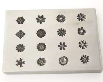 16 Impression Flower Design Shot Plate Impression Die|  | silversmith tools | metal stamps for jewelry-Charm Die, SALE