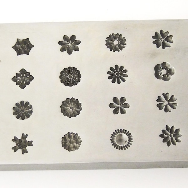 16 Impression Flower Design Shot Plate Impression Die|  | silversmith tools | metal stamps for jewelry-Charm Die,