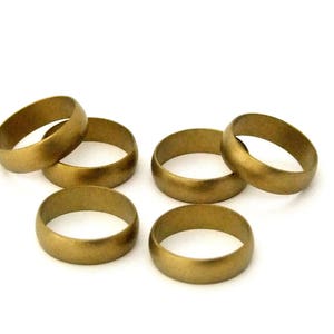 Raw Domed Solid Brass Ring Blanks 3/16&quot;  Wide Size 13  Pkg Of 6