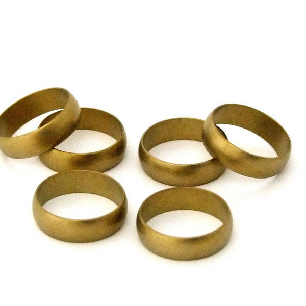 Raw Domed Solid Brass Ring Blanks 3/16"  Wide Size 10  Pkg Of 6