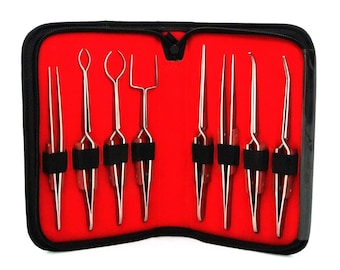 8 Piece Fiber Grip Assorted Tip Tweezers Set In Zippered Pouch New Lower Price