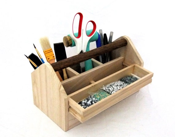 Natural Wood Tool Box / Tool Caddy With Carrying Handle -  Canada