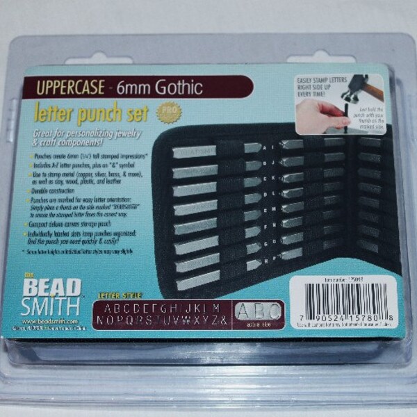Arial/Gothic Upper Case Letter Stamp Set 6.0mm 27pcs Free U.S. Shipping
