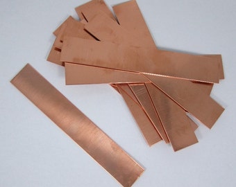 Copper Sheet Bracelet Blanks 24ga 6 in. x 1 in.  Package Of 12