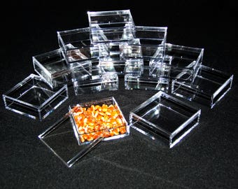 2 By 2 Inch Square Clear Acrylic Bead/Gem Storage Boxes 6 QTY