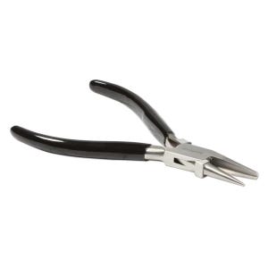 May include: A pair of needle-nose pliers with black handles and a silver-colored metal body. The pliers are designed with long, tapered jaws for precision work. The handles are curved for a comfortable grip.