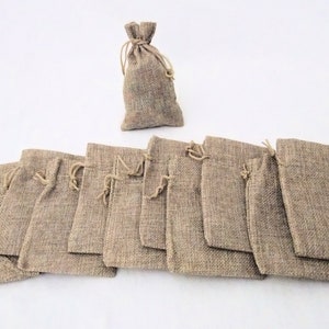 Lot Of 12 Natural Burlap Color Drawstring Pouch Gift Bags 4x3 Inch SALE