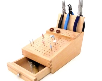 120 Hole Organizer For Burs, Needle Files, Etc With Draw And Plier Rack