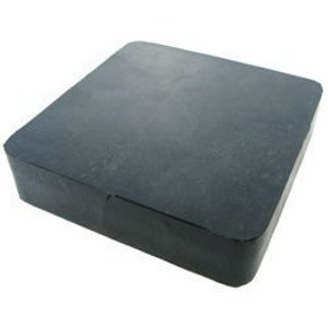 May include: A black square-shaped rubber weight, used for stabilizing objects.