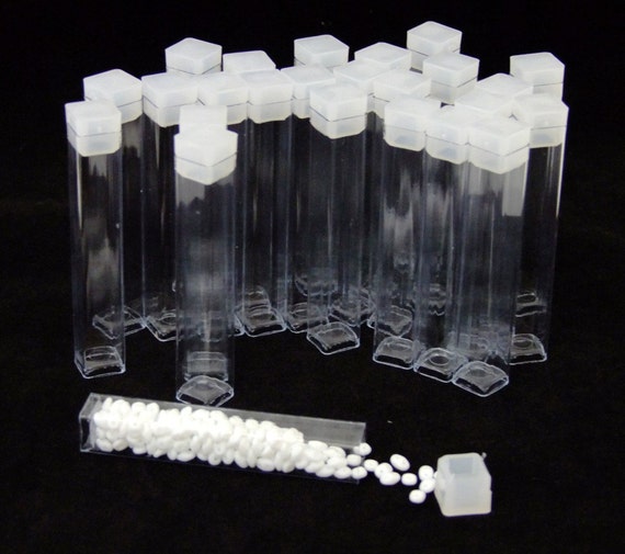 Pack of 25 Square Clear Plastic Storage Tubes 3" 