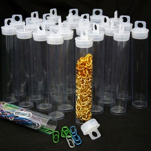 Pack of 100 Round Clear Plastic Storage Tubes 4.5&quot;x7/8&quot;