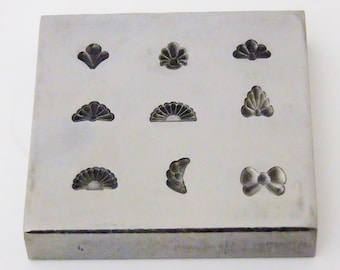 Shot Plate 9 Designs Assorted Shapes Impression dies | silversmith supplies | silversmith tools | metal stamps for jewelry | Bow Tie  SALE