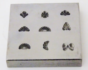 Shot Plate 9 Designs Assorted Shapes Impression dies | silversmith supplies | silversmith tools | metal stamps for jewelry | Bow Tie