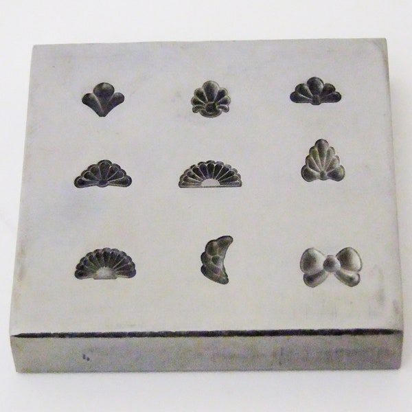 Shot Plate 9 Designs Assorted Shapes Impression dies | silversmith supplies | silversmith tools | metal stamps for jewelry | Bow Tie