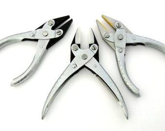 3 Pack Brass, Nylon, and Steel Flat Jaw Parallel Pliers