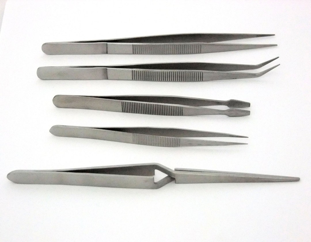 Nickel Plated 5 Pc. Crafters 6.5 In. Tweezer Set in Carrying - Etsy