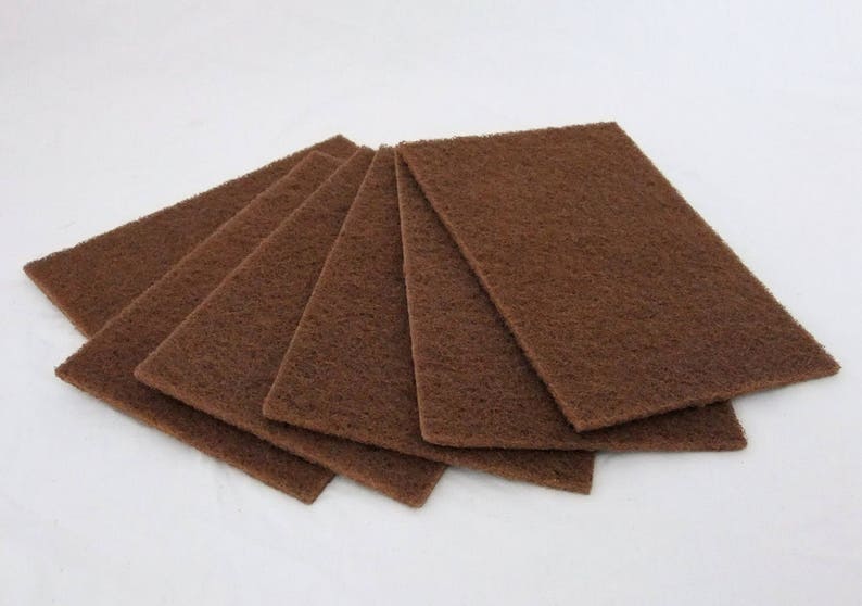 Satin Finish Buff Polishing Pads 6x9 Inch Brown Course HD Package Of 6 image 1