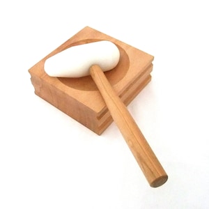 Large 6 Inch Wood Dapping Block With Large Double Domed Nylon Mallet   SALE