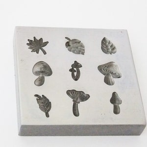 Shot Plate 9 Designs Mushrooms Etc.  impression dies | silversmith supplies | silversmith tools | metal stamps for jewelry | | SALE