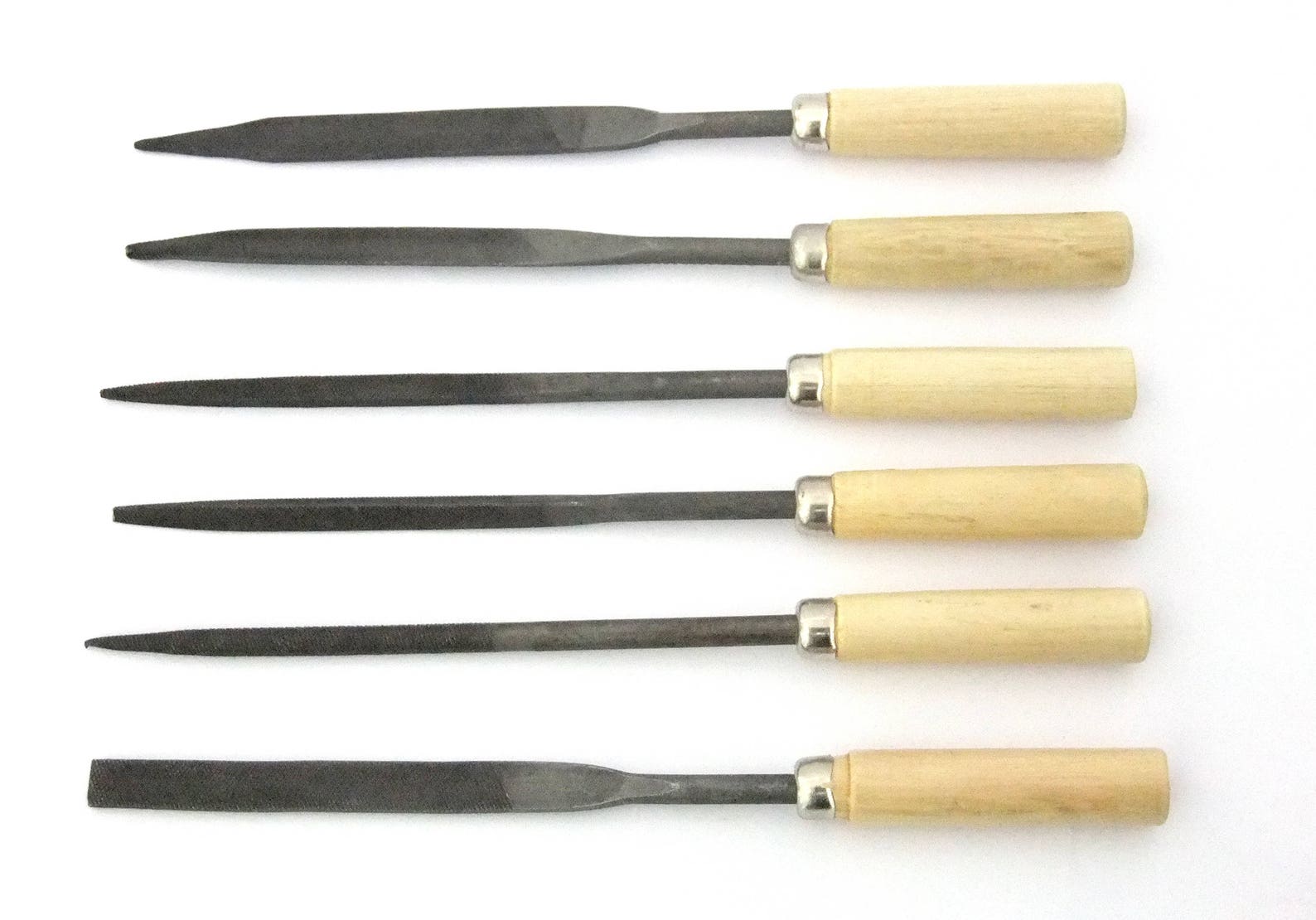 Economy Multipurpose Course Cut 6 Piece File Set Wood Handles Etsy
