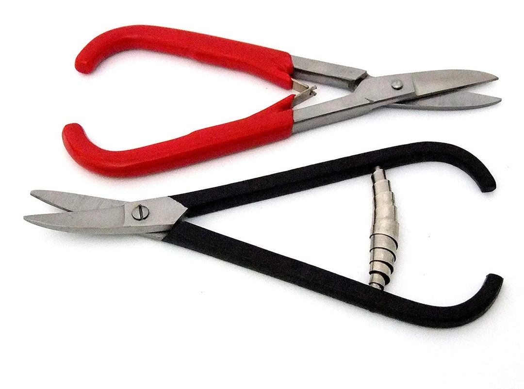 2 Pack 7 Inch Crafters/jewelers Metal Shears Curved and Straight Blades