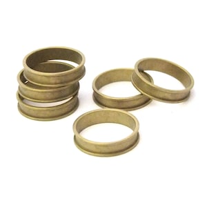 Raw Brass Ring Blanks 3/16&quot;  Wide Size 10 With Channel  Pkg Of 6