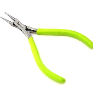 Micro-Fine Round Nose Pliers By Beadsmith 3/16&quot; Tips Lime Green Handles