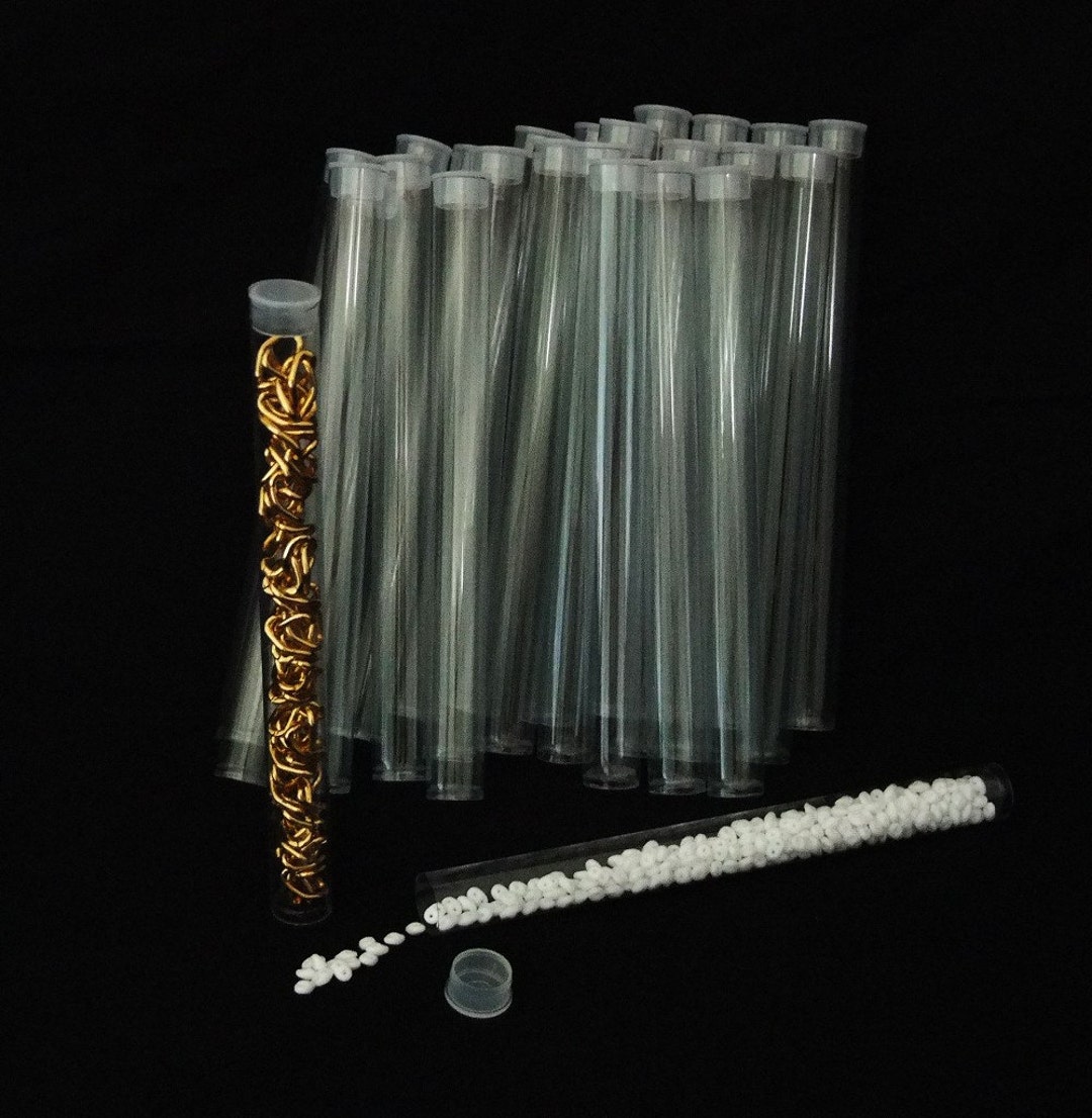 100 Pack 6-Inch Clear Plastic Storage Tubes With Caps - Bead & Craft Organization
