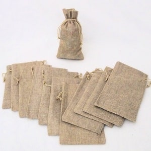 Lot Of 12 Natural Burlap Color Drawstring Pouch Gift Bags 4x6 Inch SALE