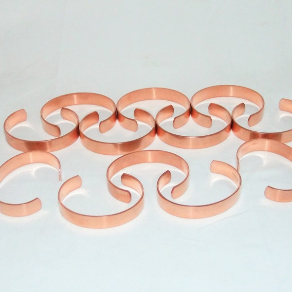 Raw Copper Bracelet Cuff Blanks Wholesale Lot 1/2 inch Pkg Of 12