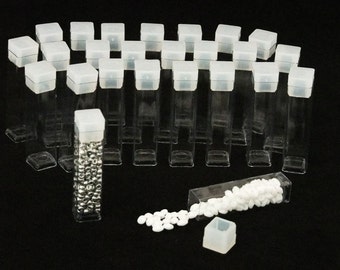 Confezione da 100 tubi quadrati in plastica trasparente da 2 pollici di altezza