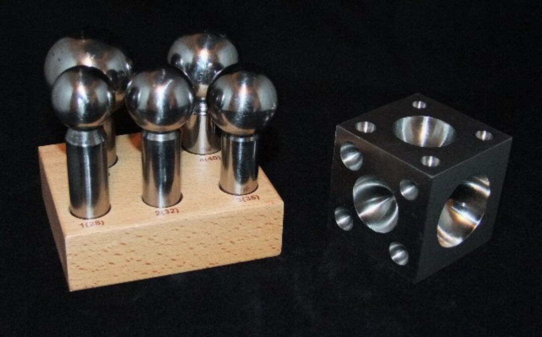 Dapping Set Base Large 5 Piece Dapping Set in Wood Base With 21 Depression Block SALE - Etsy
