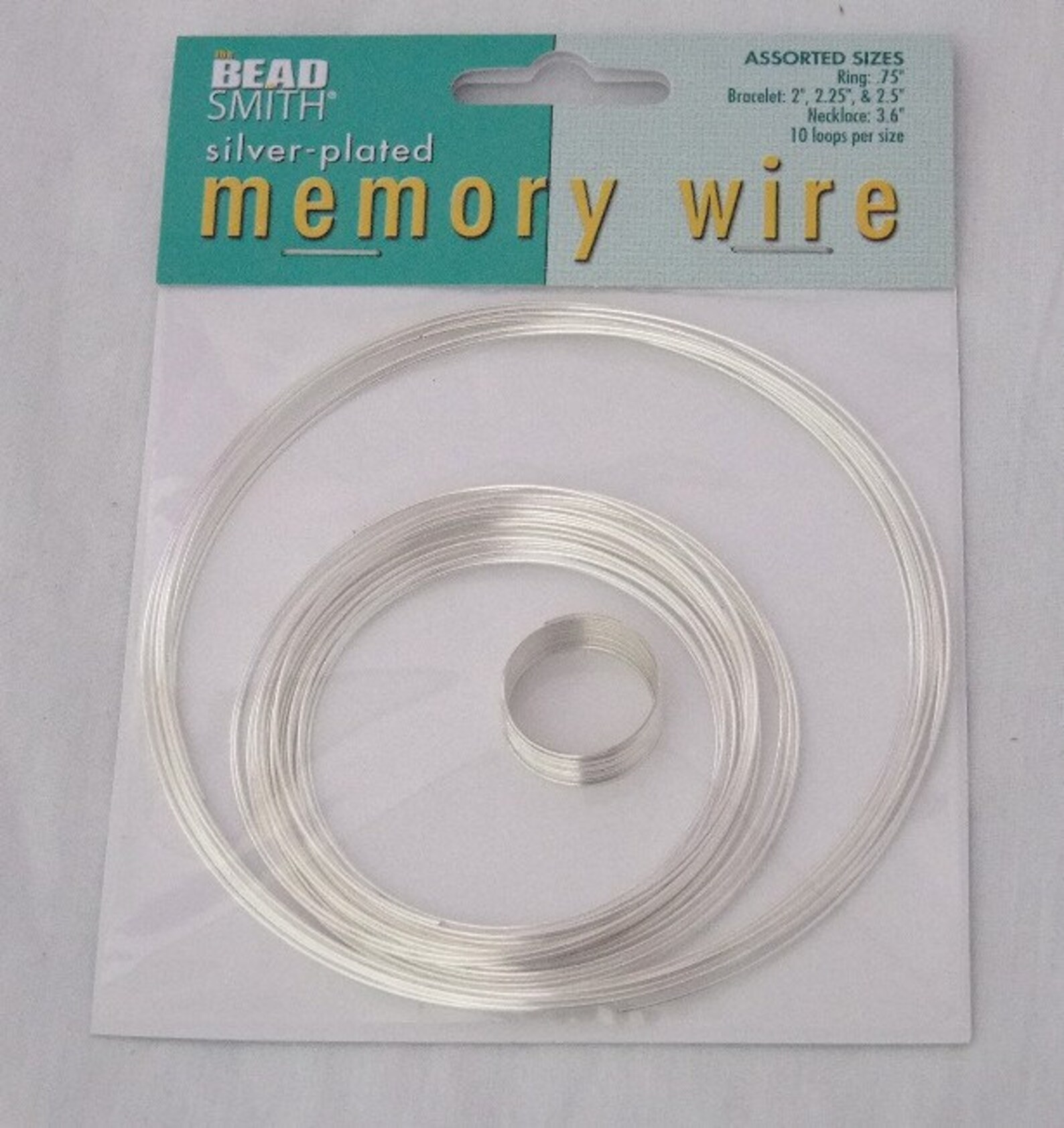 Memory Wire 5 Assorted Sizes 10 loops Each Silver Plated Etsy