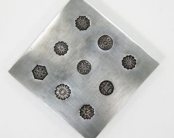 Shot Plate 9 Designs Assorted Shapes 3.0  Impression dies | silversmith supplies | silversmith tools | metal stamps for jewelry |