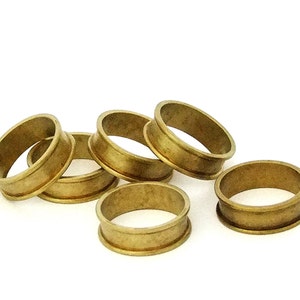 Raw Brass Ring Blanks 1/4&quot;  Wide Size 6 With Channel  Pkg Of 6