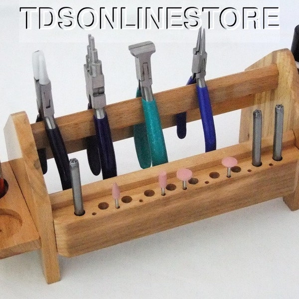 Solid Wood Bench Top Plier And Tool Organizer Assembled  SALE